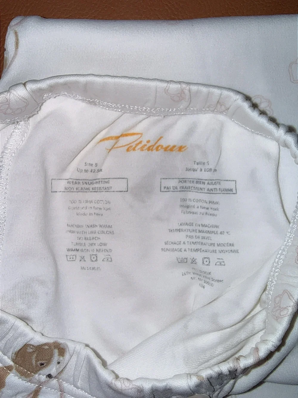 Pristine Petidoux Size: 5 Puppy Love Pima cotton Pajama Pants